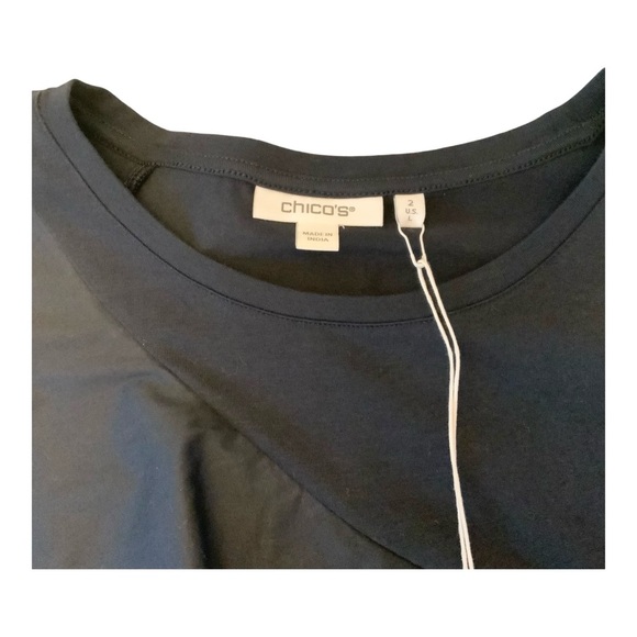 NWT Chicos Ruffle Cap Sleeve Tee Sz 2 570359563 - Picture 9 of 10